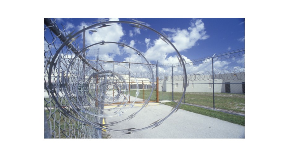 Razor wire outside a correctional facility